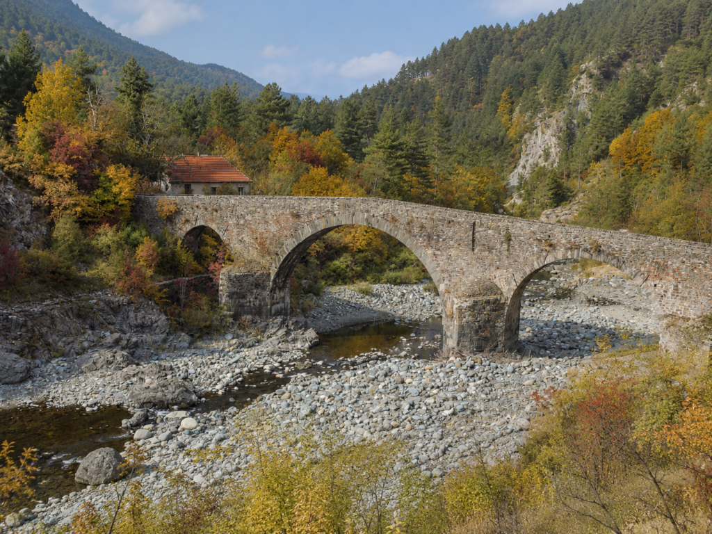 ponte romanico fiume orba alta valle zona urbe