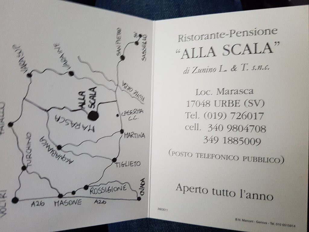 volantino come arrivare al ristorante alla scala urbe aperto su prenotazione provincia di Savona vicino a Vara